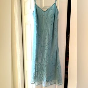 NWT Banana Republic spaghetti strap teal silk dress, size 4